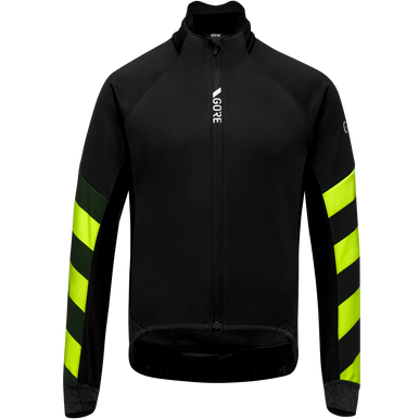 GOREWEAR C5 WINDSTOPPER(R) Signal Thermo Cycling Jacket Men's in Black/Neon Yellow | Small | Slim fit | Windproof