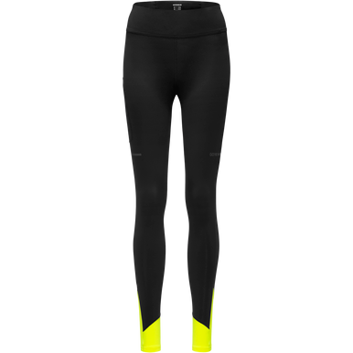GOREWEAR CONCURVE Thermo Running Tights Women's in Black/Neon Yellow | 2XS | Form fit