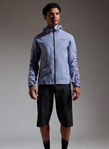 GOREWEAR LUPRA 2.0 GORE-TEX Logo Hooded Running Jacket Men's in Amethyst Grey/Purple Indigo | Small | Regular fit | Waterproof
