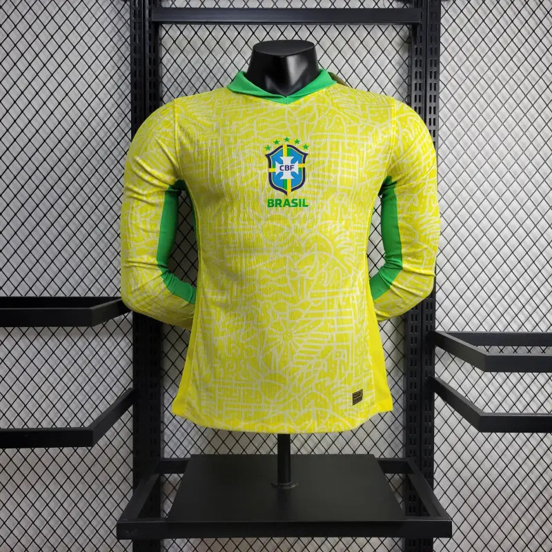 Long Sleeve Brazil 2024 Home Player  Version Jersey