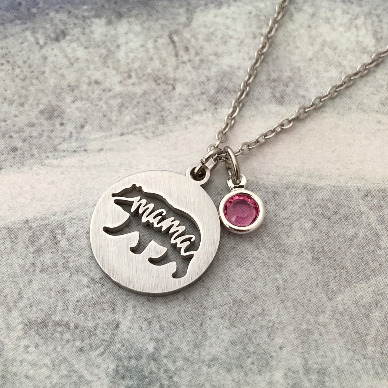 Mama bear necklace with on sale birthstones