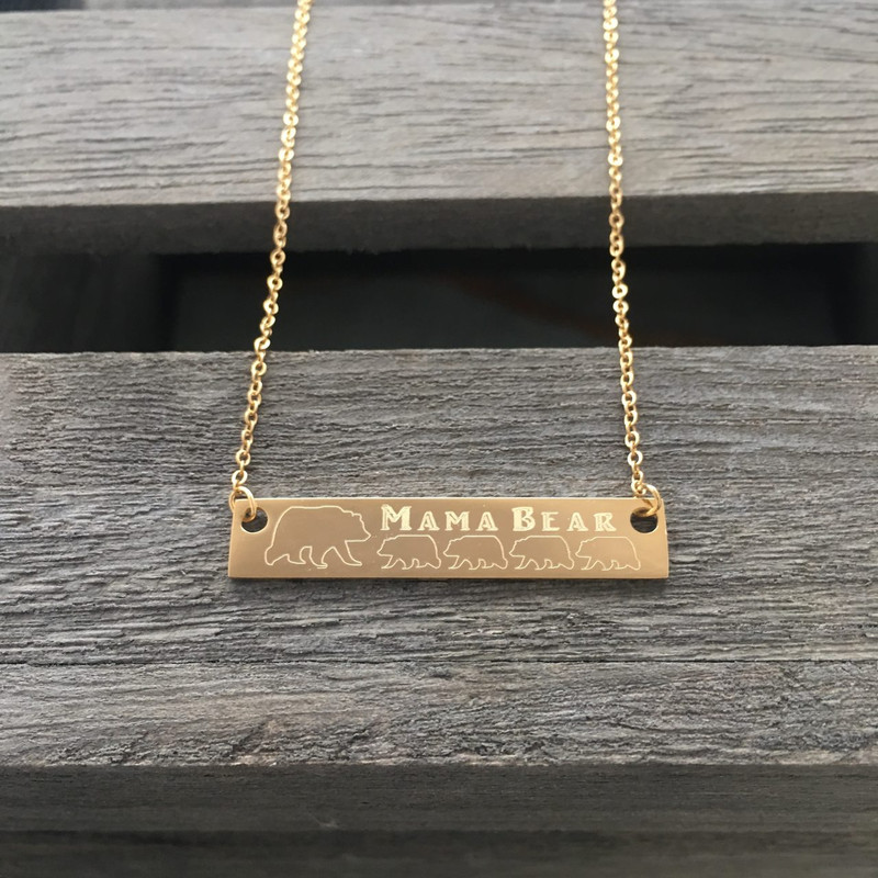 Personalized engraved Mama bear necklace