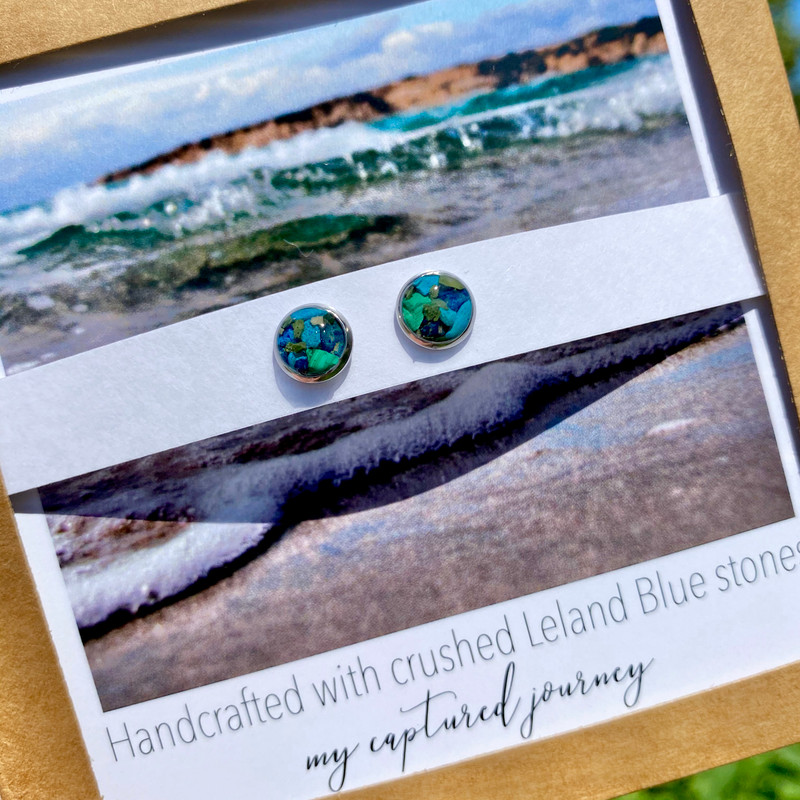 Crushed Leland Blue Stone stud earrings