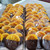 Slices of candied oranges dipped halfway in dark chocolate