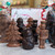 Chocolate snowman, toy soldier, Santa and Christmas tree