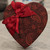 Heart shaped box - deep red with red paisley and bow