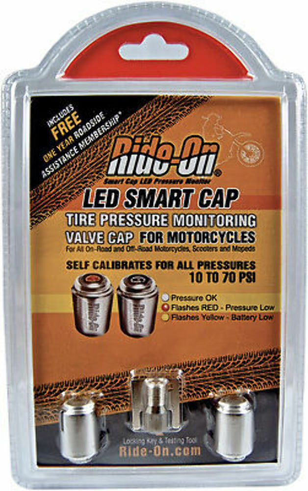   QTY 2 | RIDE-ON LED Smart Valve Stem Motorcycle Pressure Caps 85