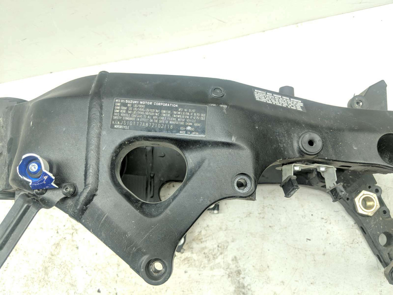 07 08 Suzuki GSXR 1000 Main Frame STRAIGHT CLN - Sun Coast