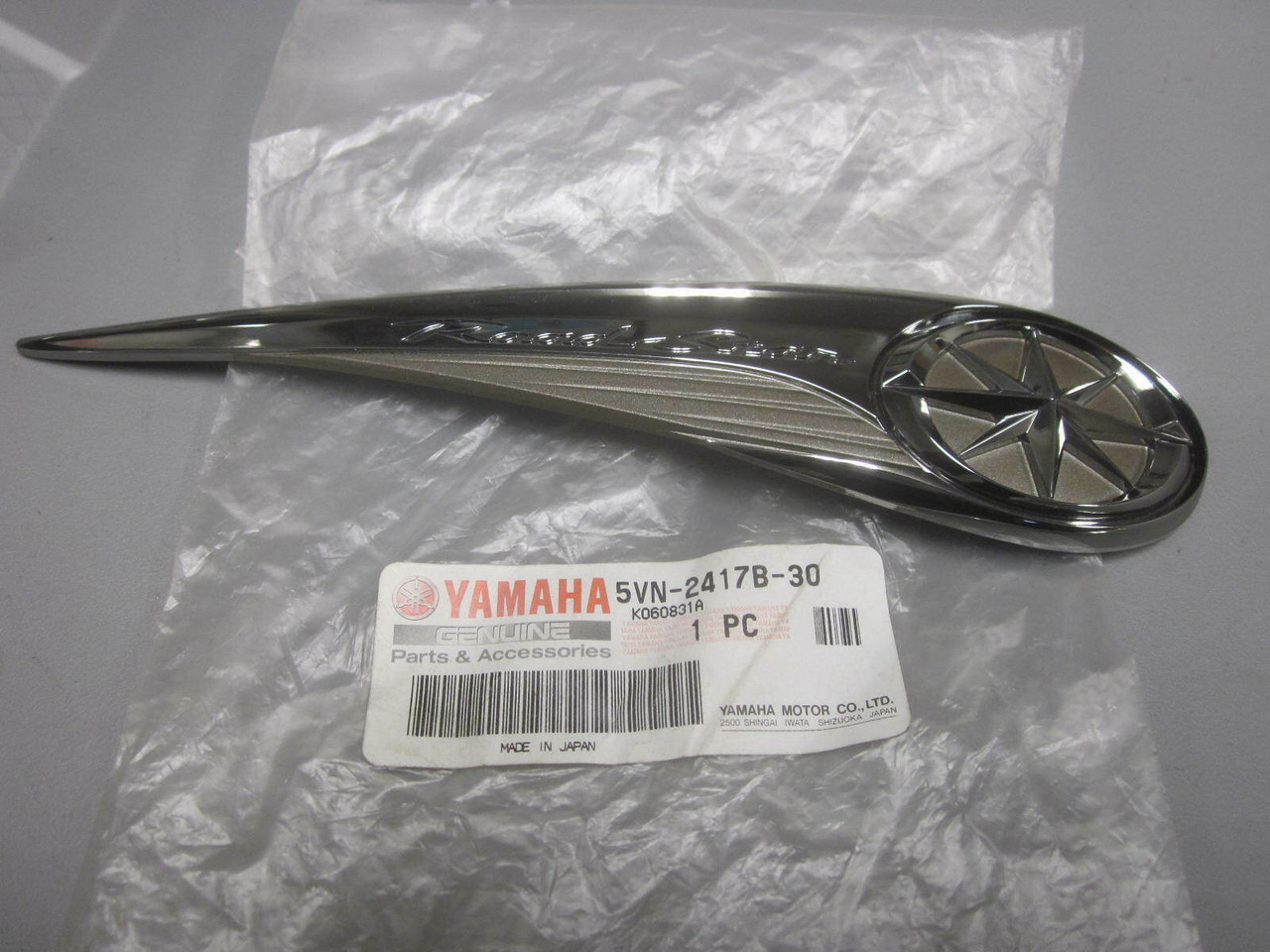 NOS Yamaha Right Fuel Tank Emblem 2005-2007 XV1700 5VN-2417B