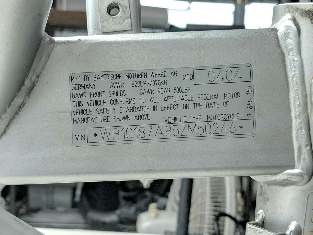 01-05 BMW F 650 CS F650CS Main Frame Chassis STRAIGHT CLN - Sun