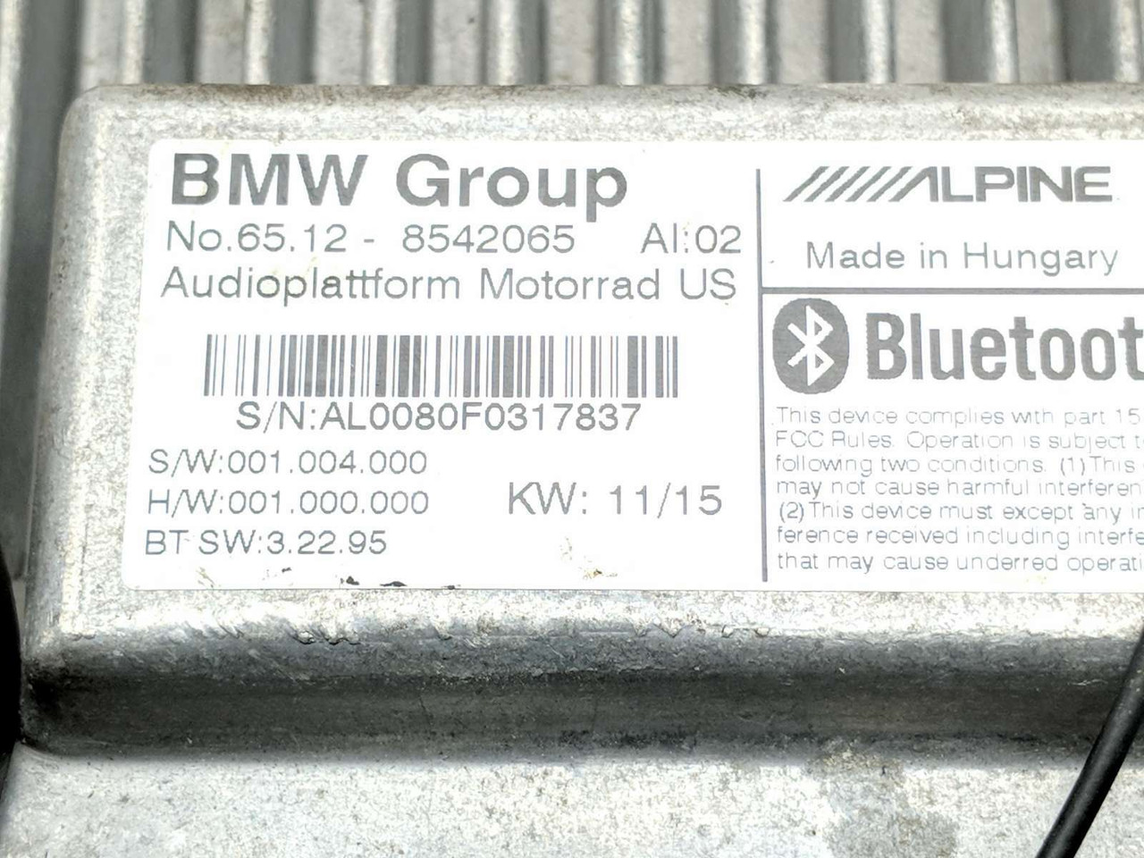 14-18 BMW R1200 R1200RT Alpine Bluetooth Audio Control Unit