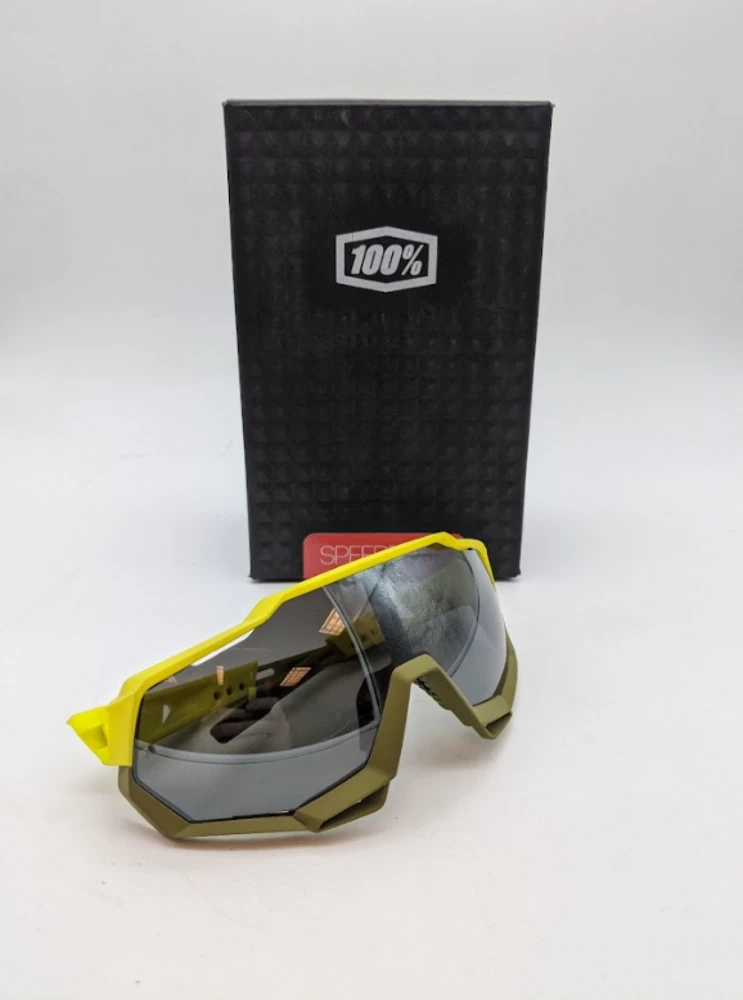 100% SpeedTrap Yellow Black Mirrored Sunglasses Powersports 2610