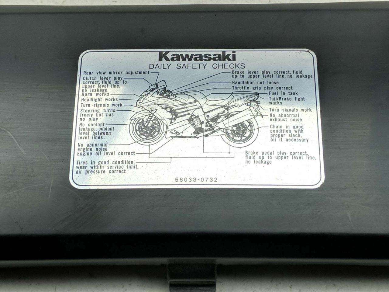 12-21 Kawasaki Ninja ZX14 Tool Box Cover Lid 56033-0732 TRSH PL