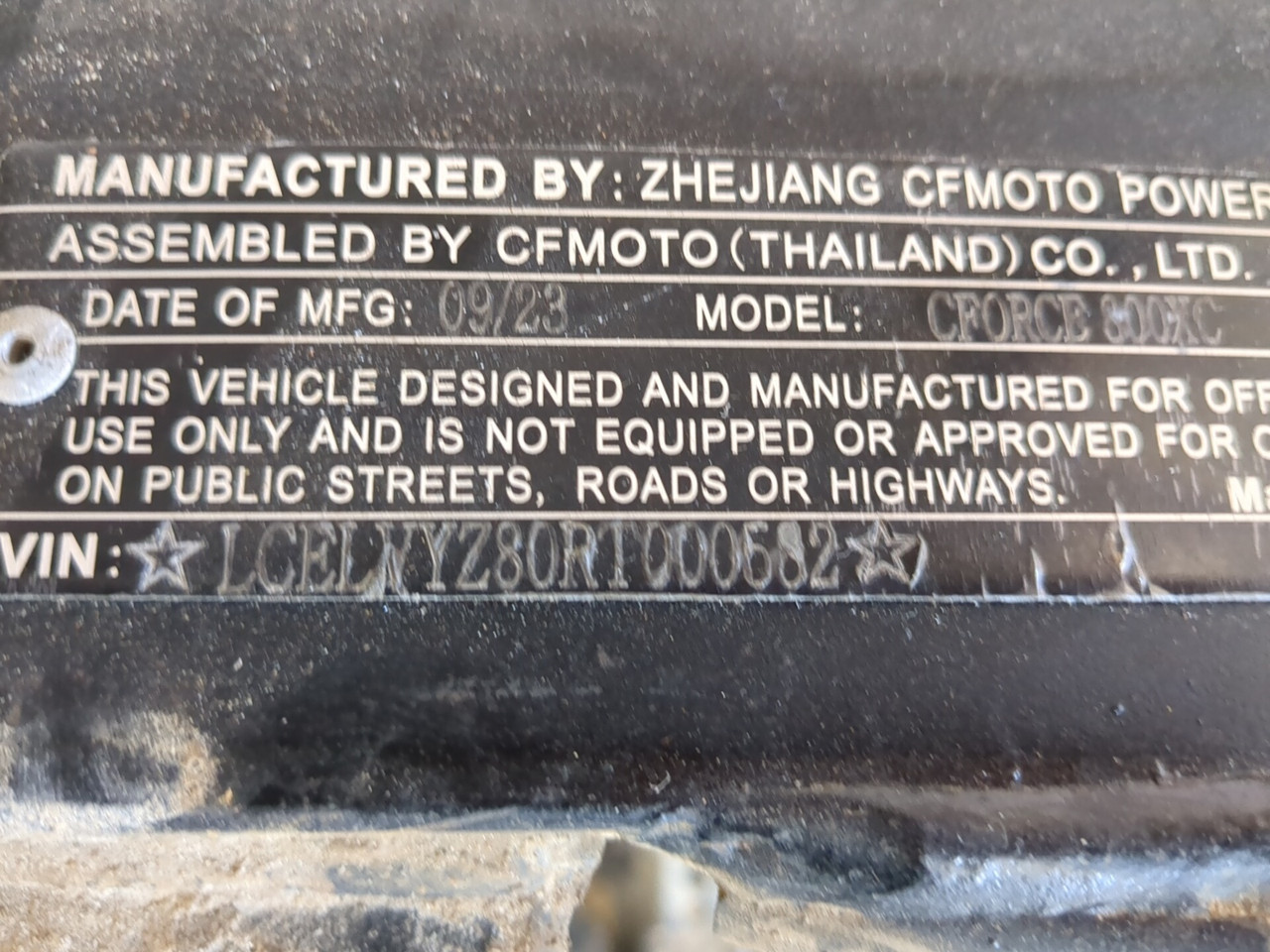 24 25 CFMoto CForce 800 XC Main Frame Chassis STRAIGHT BOS - Sun