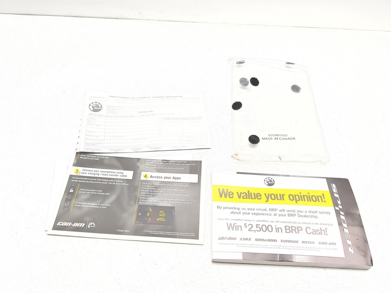 14-19 Can Am Spyder Rt SE6 Manuals, Documents, & Holder Owner's