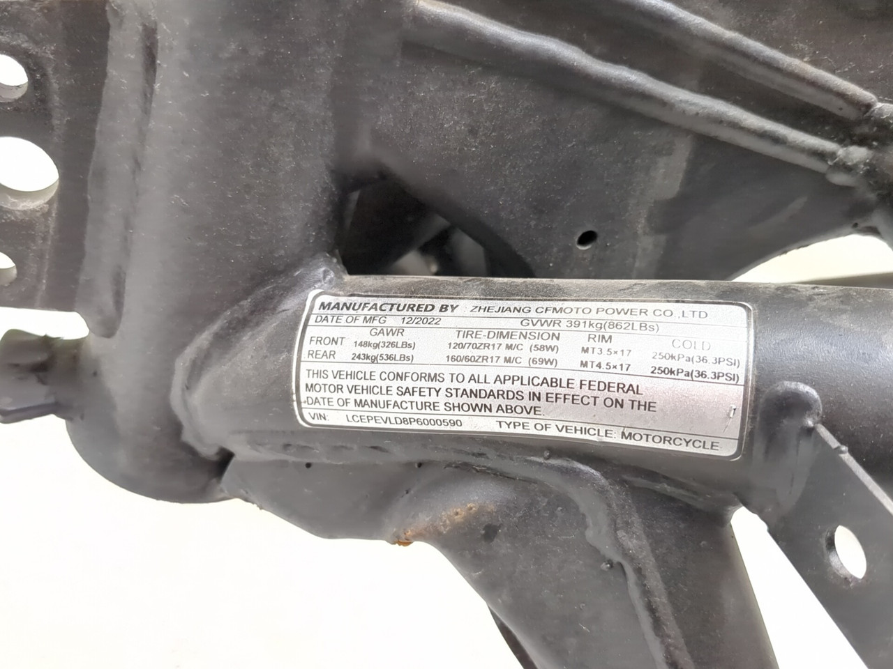 22 23 Cfmoto 650 Adventura Main Frame Chassis STRAIGHT SLVG - Sun
