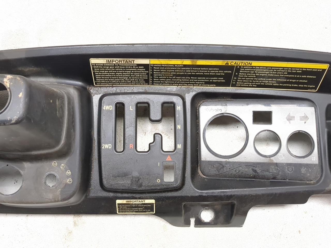 09-16 Kubota RTV 1140 CPX Front Dash Instrument Panel - Sun Coast