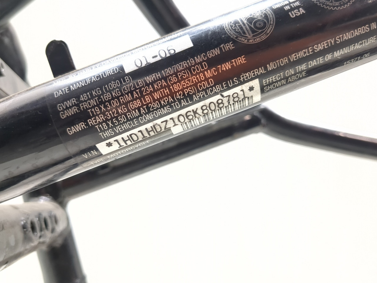 ②モンキー 06-08 Harley Night Rod VRSCD Main Frame Chassis 47959-06BK CLN