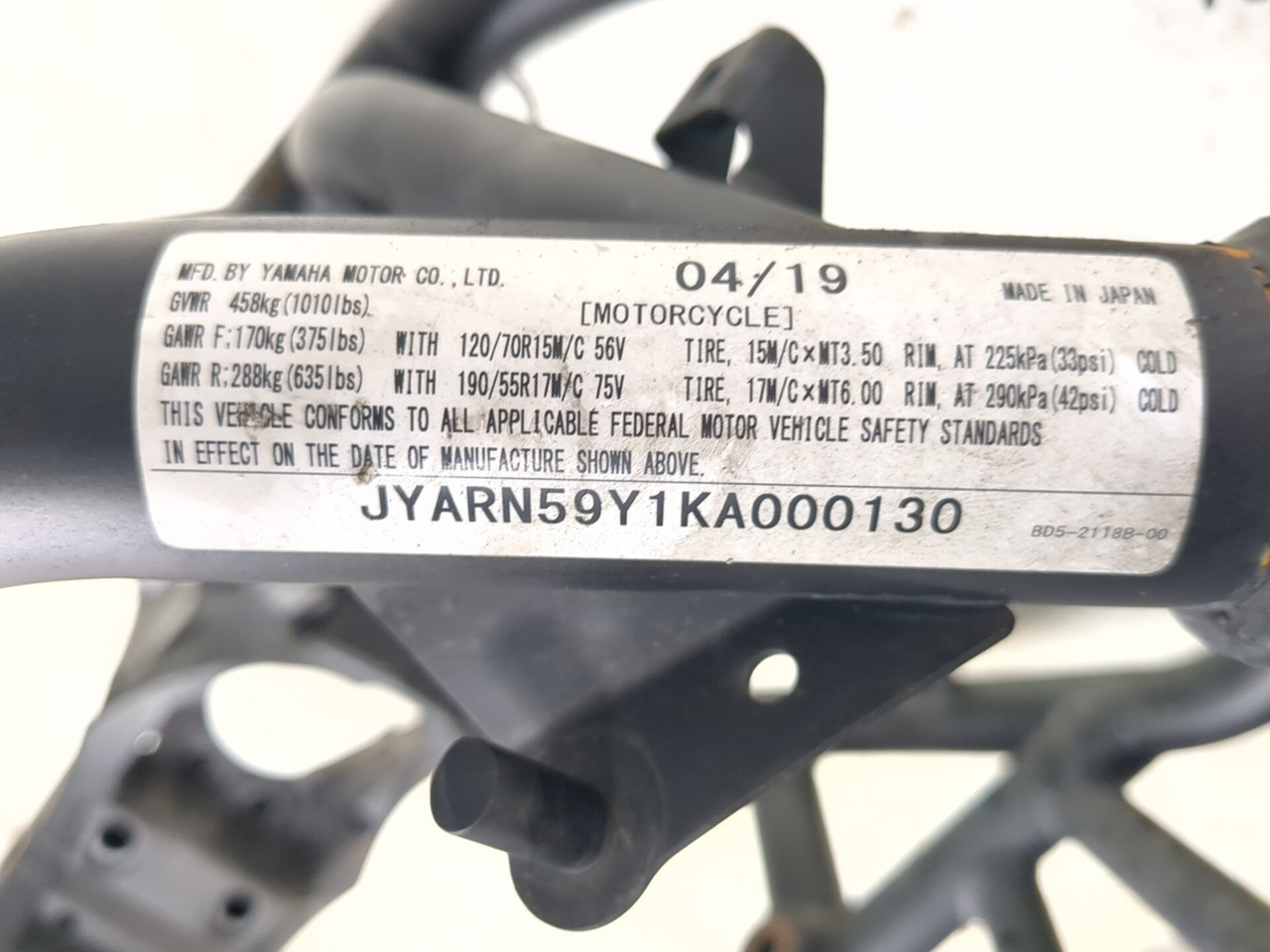18-22 Yamaha Niken MXT850 GT Main Frame Chassis STRAIGHT SLVG