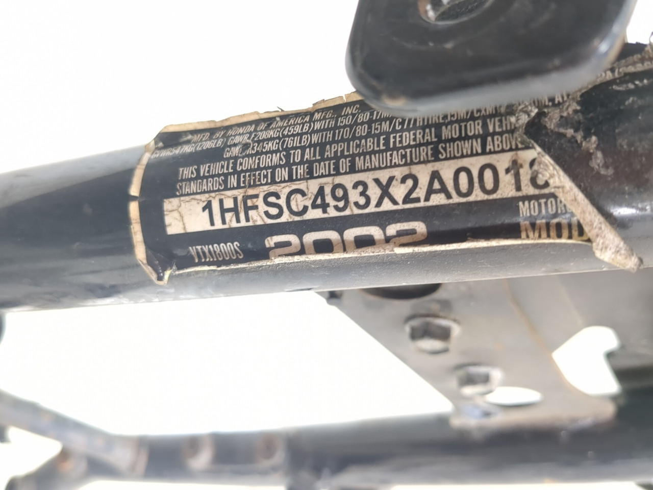 02-04 Honda VTX1800S Main Frame Chassis STRAIGHT CLN - Sun Coast