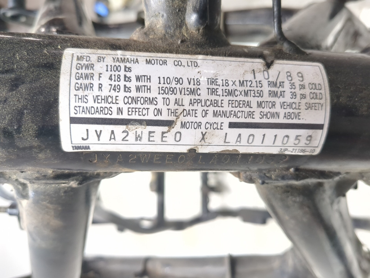 85-07 Yamaha VMAX 1200 VMX12 Main Frame Chassis STRAIGHT CLN - Sun