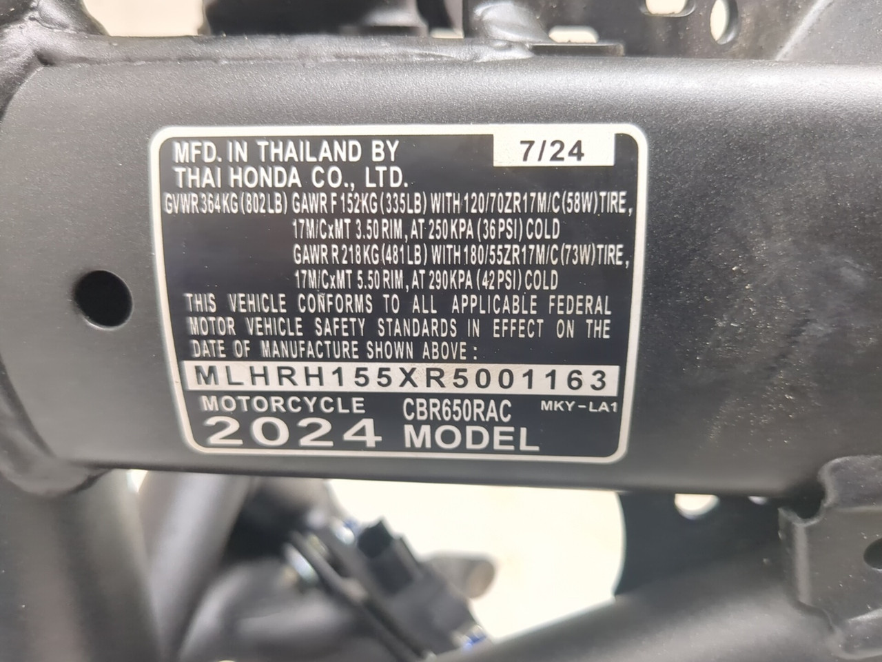 24-26 Honda CBR650R Main Frame Chassis STRAIGHT CLN - Sun Coast