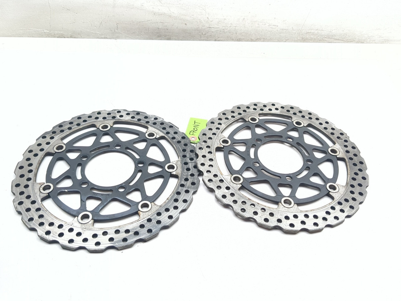 まきろん 07-08 Kawasaki Ninja ZX600 ZX6R Front Brake Rotor Disc Set - Sun