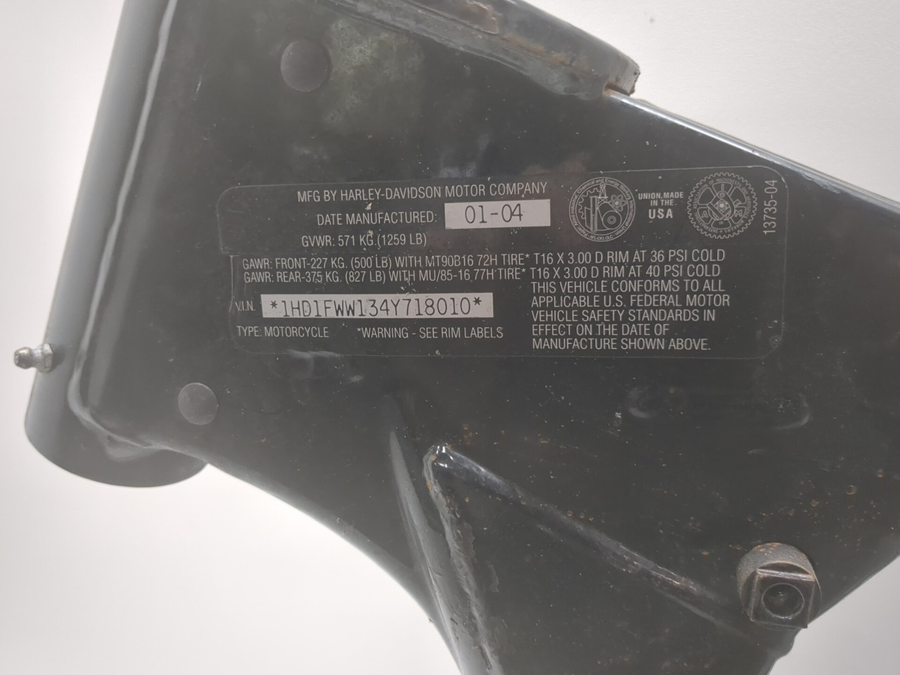 公式写真Ｂ 99-06 Harley-Davidson FLHRI Road King Main Frame Chassis STRAIGHT