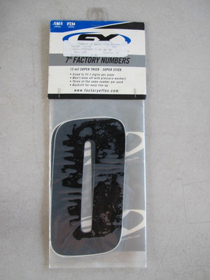 Factory Effex 7" Black 0 Factory Number Plate Graphic FX08-90080