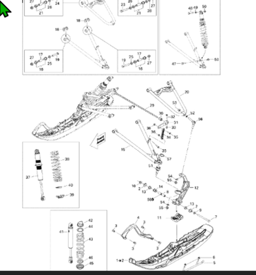 2008 Ski-doo XP 800 Right Upper Lower A Arms Pair Silver BRP 505072387 505072390