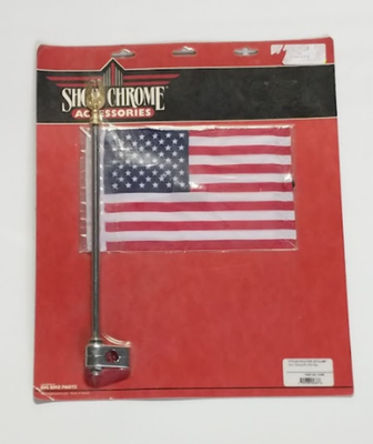 SHOW CHROME 4-248 USA 6x9 Flag & Mount 12in Pole 1/2in Clamp Eagle CHROME