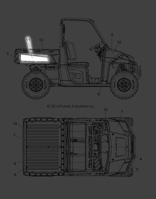 2018-2020 Polaris Ranger XP 1000 Box Decal, Side, Left, Genuine OEM 7181374