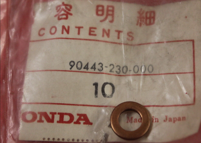NOS Honda CL125 SS125 Cam Sprocket Cover Sealing Washer 90443-230-000