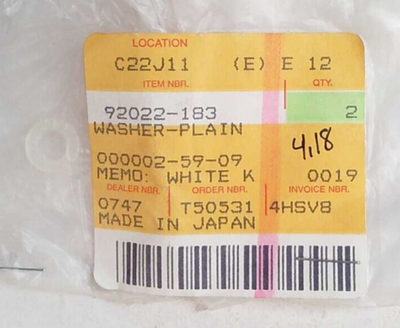 NOS Kawasaki KD80 KD100 KE175 MT1 KV75 G5 Plain Washer 8mm 92022-183 NEW OEM