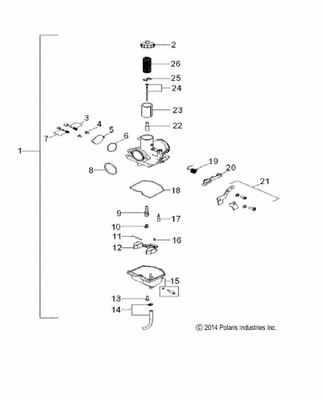 Polaris RZR Needle Jet Assembly, Genuine OEM Part 0452551, Qty 1