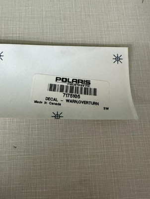 NOS 2008-2014 Polaris RZR 800 S 4 Warn Overturn Decal OEM 7175105