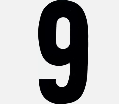 Dirt Digits XT63B-9 Extreme Digits Competition Stick-On 6in Black Number-9 QTY-3