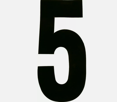 Dirt Digits XT63B-5 Competition Extreme Digit Stick-on Number #5 6" Black QTY-5