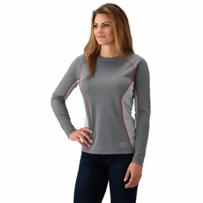 Women Polaris Slingshot Long-Sleeve Mesh Cooling Shirt Gray/Red LARGE 286875606
