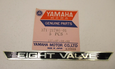 YAMAHA NEW OEM SIDE COVER EMBLEM EIGHT VALVE DECAL 371-21786-01 YAMAHA NEW OEM SIDE COVER EMBLEM EIGHT VALVE DECAL 371-21786-01
