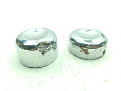 03 Harley FXSTDSE Softail Deuce Screamin Eagle Chrome Axle Nut Covers