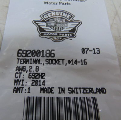 HARLEY DAVIDSON NEW OEM TERMINAL SOCKET #14-16 AWG 69200186