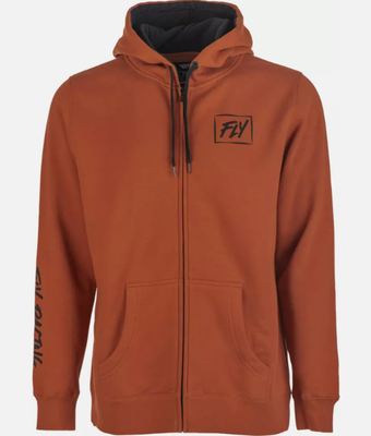 NEW FLY RACING MEN'S LITE ZIP UP HOODIE RUST SIZE MEDIUM 354-0172M