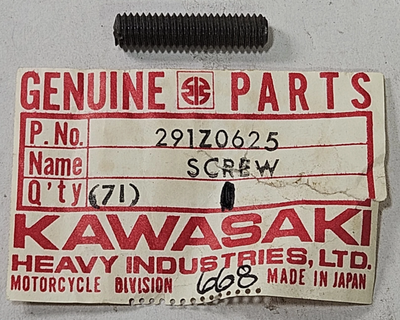 Kawasaki NOS NEW 291Z0625 Slotted Screw H1 H2 S1 S3 F6 F7 G5 KH MC1