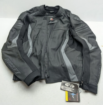 Men's Size 48, Black and Gray Joe Rocket GPX Leather Jacket 2006-1648