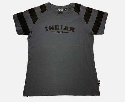 INDIAN Motorcycle Women's WW CH SS Stripe Tee Shirt Size Medium 286139403
