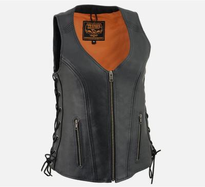 MILWAUKEE Women's Motorcycle Vest V-Neck Side Lace Vest 3XL MLL4531-3X