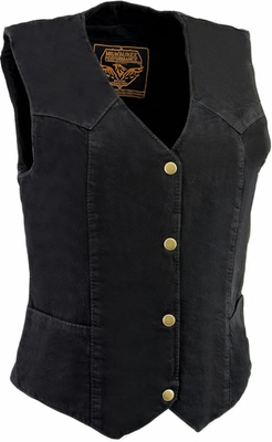 Milwaukee Leather Womens Premium Denim Motorcycle Rider Vest XL MDL4000-XL