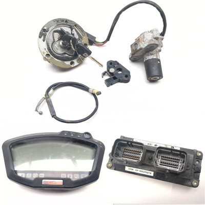 07-11 Ducati 848 1098 1198 Ignition Switch Cap Gauge ECU Module Lock Set W/ KEY