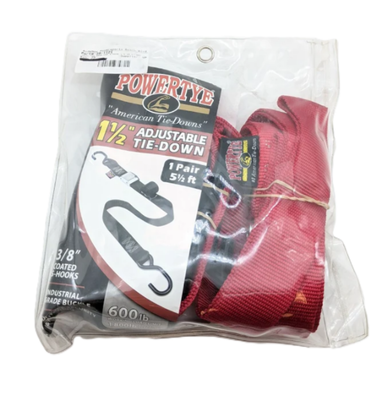QTY 2 | Powertye Red 1.5" X 5.5' Fat Strap Tie-Down Straps S-Hook 29-1121